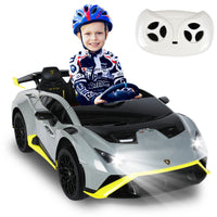 Gyrocopters Lamborghini Licensed Ride on Car for Kids - 12V Dual Motor - Car with Music, Remote Control - Grey-Built to meet rigorous international safety standards, including ASTM, SOR, CTC, CPC, EN 55014, CPSIA, EN71, and ISED certifications, ensuring trusted performance and child-safe engineering.