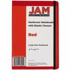 JAM Paper Hardcover Notebook with Elastic - Large Journal - 5 7/8" x 8 1/2" - Red - 100 Lined Sheets-Size: Large (5.88 x 8.5 inches) | Fits easily in bags, backpacks, and brief cases.