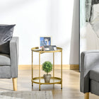 HOMCOM 2-Tier Gold End Table - Gold-Two-tier design for displaying decorative pieces or providing a resting place for snacks, beverages and magazines