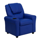 Flash Furniture Contemporary Blue Vinyl Kids Recliner with Cup Holder & Headrest-Child Sized Recliner