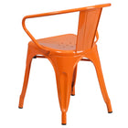 Flash Furniture Orange Metal Indoor-Outdoor Chair with Arms-Curved Back with Vertical Slat
