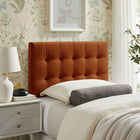 Modway Lily Stain-Resistant Performance Velvet Twin Size Headboard - Rust-Biscuit Tufted Design