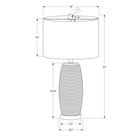 Monarch Specialties 25" H Table Lamp - Grey Ceramic / Grey Shade-With a 5ft long transparent cord, this perfectly sized and practical lighting accent can be set on an end or side table, or on your bedside table for some discreet contemporary style in your bedroom