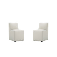 Manhattan Comfort Anna Square 18.9" Modern Faux Leather Upholstered Dining Chair - Stone Grey - Set of 2-Modern Dining Chair for Dining Room and Task Use. Set of 2