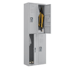 Ceha RH Series 2-Tier Locker with Louver Vents and Recessed handle - Bank of 2 - Light Grey-Convenient name plate holder on door