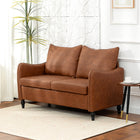 HOMCOM 55" Loveseat Sofa with Solid Wood Legs - Brown-Crafted with easy-to-clean PU leather and high-resilience sponge for lasting durability