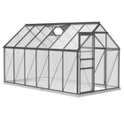 Outsunny 6' x 12' x 6.5' Polycarbonate Greenhouse - Charcoal Grey- Large 6' x 12' x 6.5' greenhouse for flowers, vegetables, and fruits
 