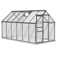 Outsunny 6' x 12' x 6.5' Polycarbonate Greenhouse - Charcoal Grey- Large 6' x 12' x 6.5' greenhouse for flowers, vegetables, and fruits
 