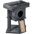 PawHut Small Cat Tree Tower with Perch and Scratching Post - Dark Grey-Wide perch provides a comfortable space for cats to relax 