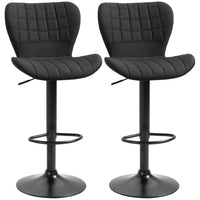 HOMCOM Adjustable Swivel Bar Stools with Back - Black - 2 Pack-A set of 2 gives you a matching look

