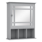 Kleankin Wall Mount Bathroom Mirror Cabinet with Three Shelves - Grey-Wall-mounted design takes up little space