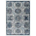 Modway Entourage Kensie Distressed Floral Moroccan Trellis Area Rug - 5 ft W x 8 ft L - Ivory/Blue-Distressed Vintage Floral Moroccan Trellis Area Rug