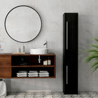 HOMCOM Tall Bathroom Storage Cabinet with Three Adjustable Shelves - Black-Anti-tipping design provides stability and safety