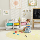 Qaba Kids Toy Storage Organizer with 6 Removable Plastic Bins - White-Suitable for storing toys, books, clothes and more
