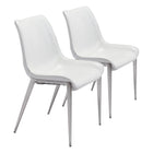 Zuo Magnus Dining Chair - White/Silver - Set of 2-Assembly required