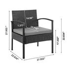 Manhattan Comfort Noli Modern Patio 2-Person Seating Group 3-Piece Set with End Table - Black/Grey-Removeable Cushions with Zipper. Made of High Quality Water Proof Fabric. Washable Fabric