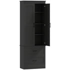 HOMCOM 67" H Farmhouse Kitchen Pantry Cabinet - Black-Features a four-tier cabinet and two drawers, organizing all your kitchen clutter 