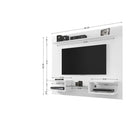 Manhattan Comfort Plaza 64.25" Modern Floating Entertainment Center - White-Features 1 Overhead Décor Display Shelf and 2 Open Media Shelves with Glass Décor Shelf Divider