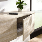 Modway Terra 71" Wall-Mounted TV Stand - Travertine-Floating Cabinet Design