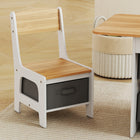Qaba 3 Piece Kids Table & Chair Set with 6 Removable Drawers - Natural-Suitable height for ages 3-8, promoting healthy posture and protecting eyesight
