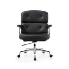 Plata Import Elegant Office Chair Faux leather Adjustable Chair with Polished aluminum frame - Black-5 Casters