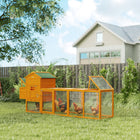 PawHut Wooden Chicken Coop with Extra Large Run and Slide-Out Tray - Orange-Separate nesting box for multiple chickens 