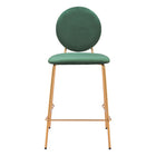 Zuo Odessa Counter Stool - Green/Gold - Set of 2-Soft and smooth velvet fabric