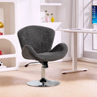 HOMCOM Swivel Desk Chair with Wide Seat - Butterfly Back - Dark Grey-Velvet-feel fabric provides a soft, luxurious touch