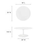 Modway Lippa 36" Round Wood Coffee Table - White-Lacquered MDF Tabletop
