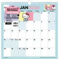 DateWorks 2026 16-Month Spiral Wall Calendar - 12" x 12" - Hello Kitty - English-12.00" x 12.00"