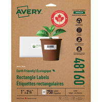 Avery Eco-Friendly White Laser/Inkjet Address Labels,1” x 2-5/8”, 750 Pack (48160)-Permanent Label