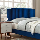 Modway Zahra Channel Tufted Performance Velvet King Platform Bed - Navy-Wood Slat Support System
