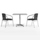 Flash Furniture 31.5'' Square Aluminum Indoor-Outdoor Table with 2 Black Rattan Chairs (TLH-ALUM-32SQ-020BKCHR2-GG)-ANSI BIFMA Certified