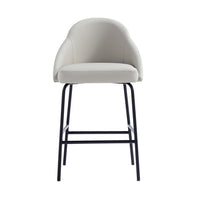 Manhattan Comfort Gracie 22" Modern Leatherette Upholstered Counter Stool - Stone and Black-Modern Counter Stool with Backseat Perfect for Bar and Kitchen Use