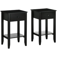 HOMCOM Side Table- Black - Set of 2-Simple design, a great match for your home decoration