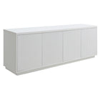 Hudson&Canal Hanson TV Stand for TV's up to 75" - White-Features four doors with enclosed cabinets and 4 shelves for ample storage