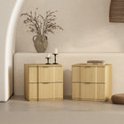 Manhattan Comfort Clive 22" Mid-Century Modern 2-Drawer Nightstand - Natural and Gold-Drawers open on 0.75-extension soft-close tracks for smooth, quiet operation