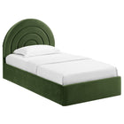 Modway Solana Arched Performance Velvet Twin Platform Bed - Moss Green-Assembly Required