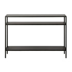 Hudson&Canal Ricardo 42"W Console Table with Metal Shelves - Blackened Bronze-Features a metal top and shelves