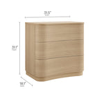 Modway Mirae 3-Drawer Curved Compact Dresser - Brushed Light Oak-Sculpted Curved Drawer Fronts