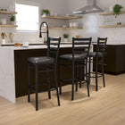 Flash Furniture HERCULES Series Black Ladder Back Metal Restaurant Barstool - Black Vinyl Seat-500 lb. Weight Capacity