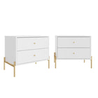 Manhattan Comfort Jasper 25.15" Modern Nightstand 2-Piece Set - White Gloss-Modern 2 Piece Nightstand Set for Bedroom and Living Room Use