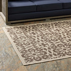 Modway Ariana Vintage Floral Trellis Indoor/Outdoor Area Rug - 9 ft W x 12 ft L - Light/Dark Beige-100% Soft Polypropylene