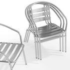 Flash Furniture Commercial Aluminum Indoor-Outdoor Restaurant Stack Chair with Triple Slat Back & Arms-Aluminum Frame