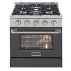Kucht 30" KNG Series Pro Style Propane Gas Range - Stainless Steel/Cement Grey-This 4-burner gas range includes two 15,000 BTU burners and two 9,000 BTU burners