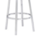 Armen Living Madrid 26" Counter Height Swivel Bar Stool in White Faux Leather & Brushed Stainless Steel-7
