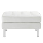 Modway Loft Tufted Vegan Leather Ottoman - Silver/White-Dense Foam Padded Cushion