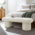 Modway Orla Chenille Upholstered Bench - Cream-Round Cylindrical Legs