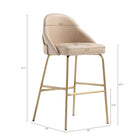 Manhattan Comfort Gracie 22" Modern Leatherette Upholstered Barstool - Tan and Gold - 3 Pack-Upholstered in Luxurious Leatherette with Fine Stitching 