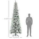 HOMCOM 9' Flocked Pencil Artificial Christmas Tree with Steel Base - Green-Stable steel base provides reliable support 